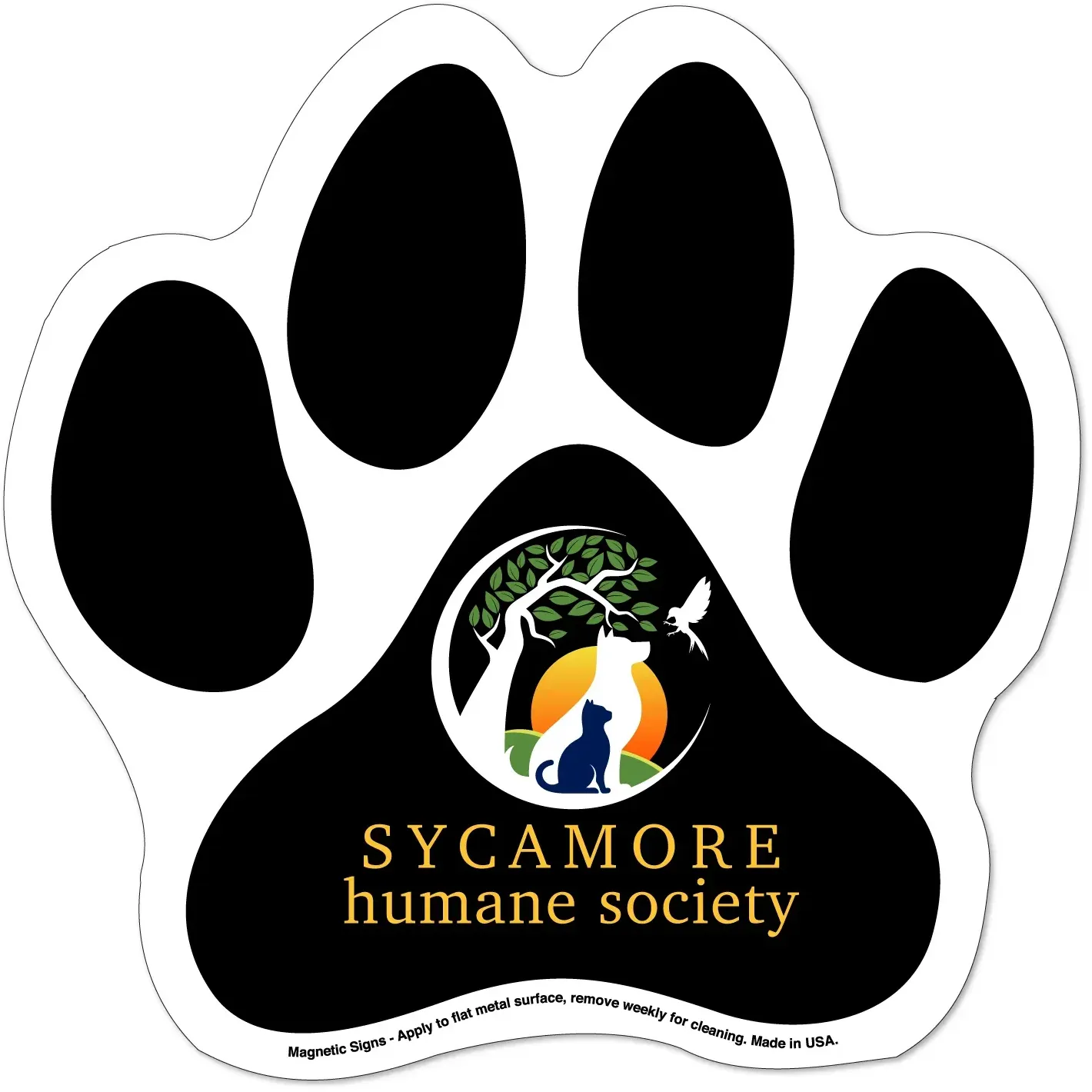 Paw print magnetic signs stand out made in usa 6 x 6 